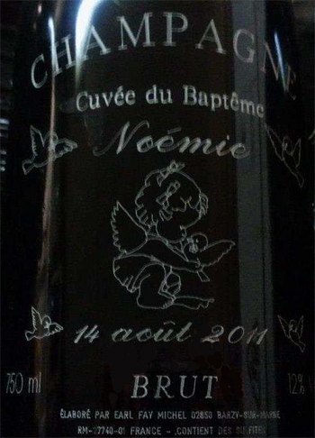 Champagne Faÿ Michel - EXEMPLE DE GRAVURE BAPTEME